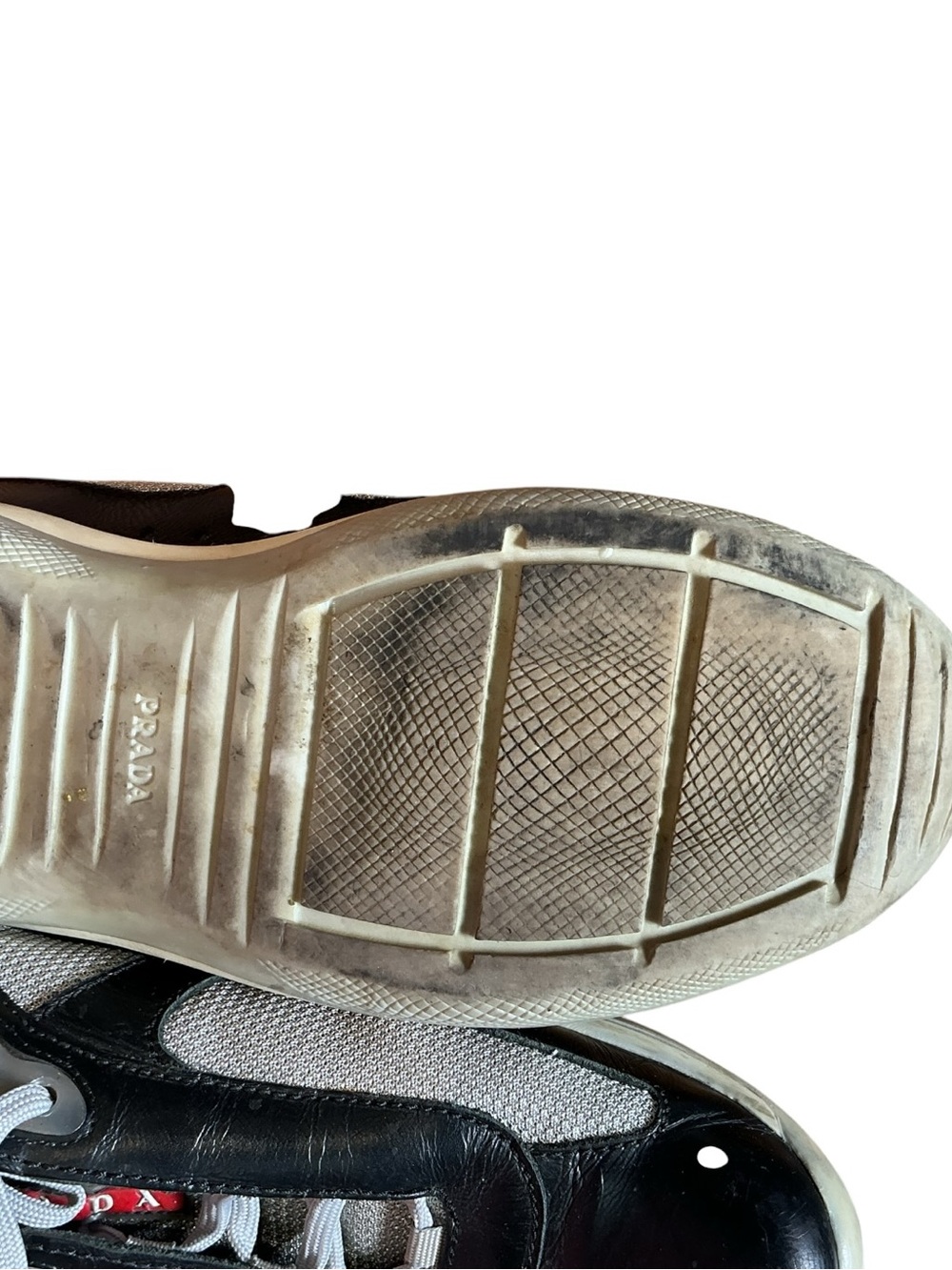 Y2K Prada Mesh Nylon Men's America Cup Leather Low Profile Sneakers 10 - Picture 2 of 4